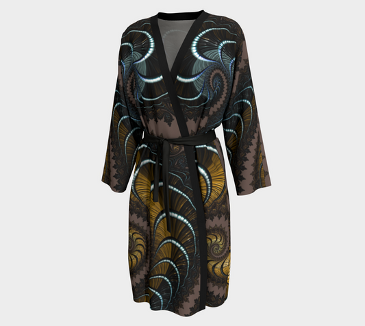 Brown Wayback Silk Robe with bamboo trim
