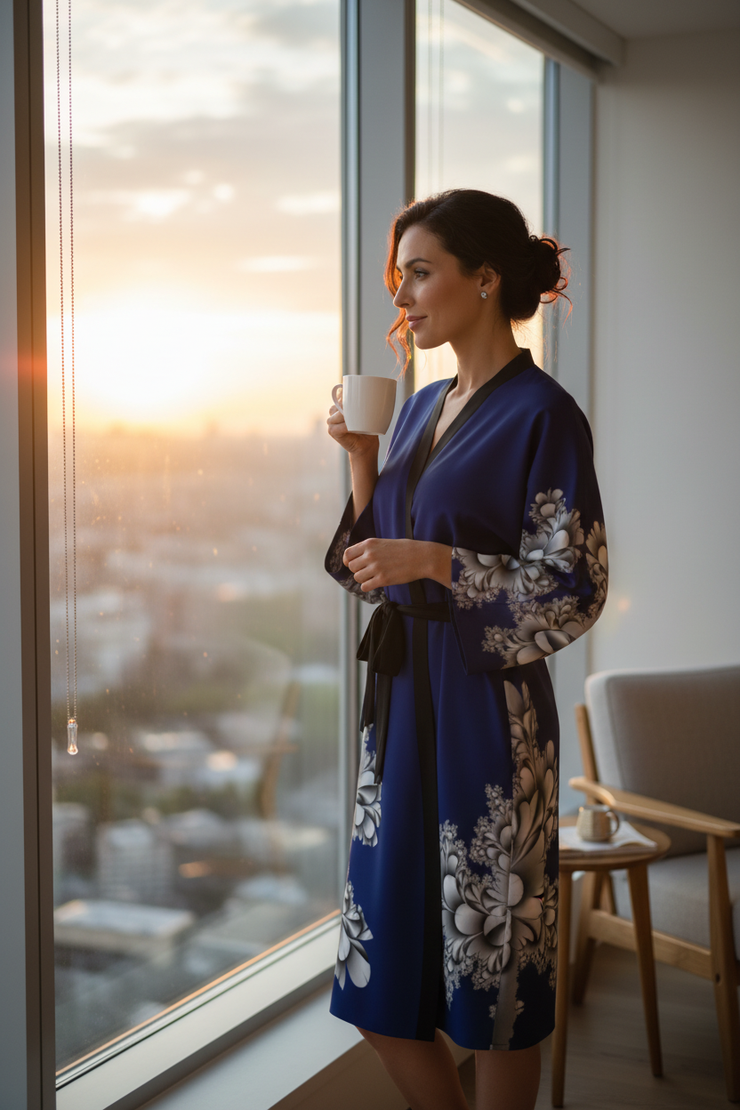Blue Refined Silk Robe