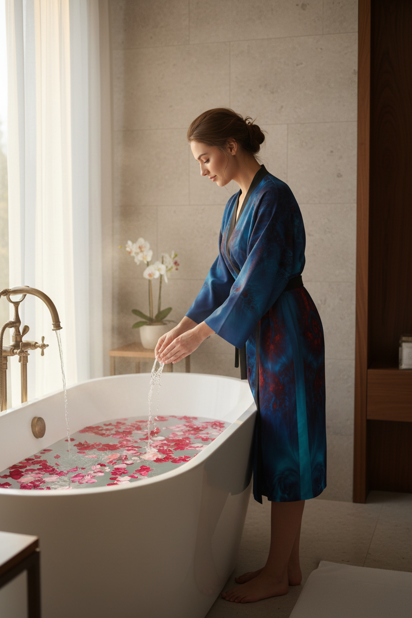Blue Wine Silk Robe