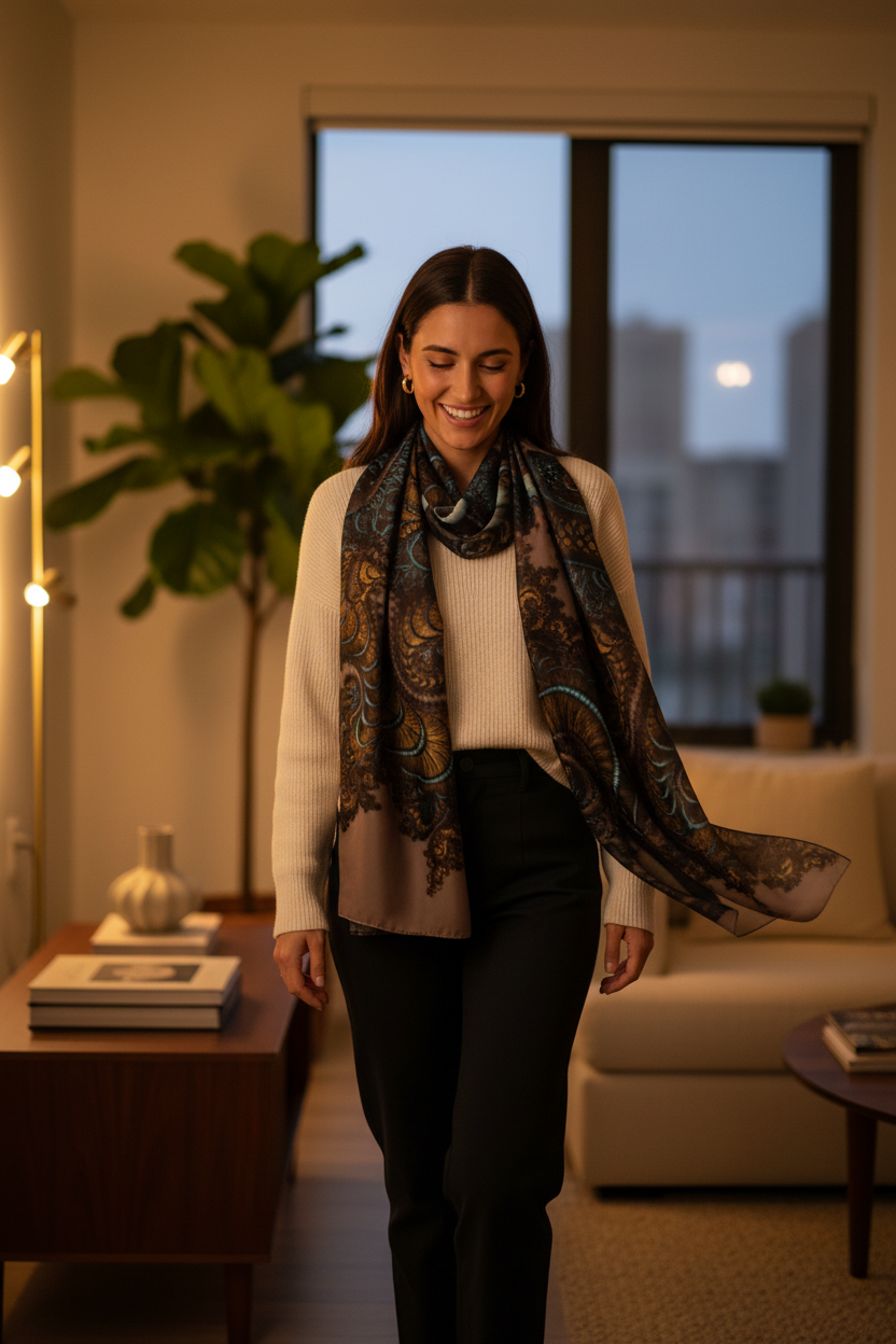 Brown Silk Scarf