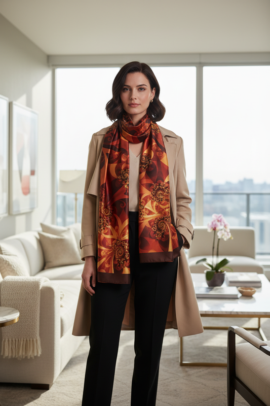 Burnt Orange Silk Scarf