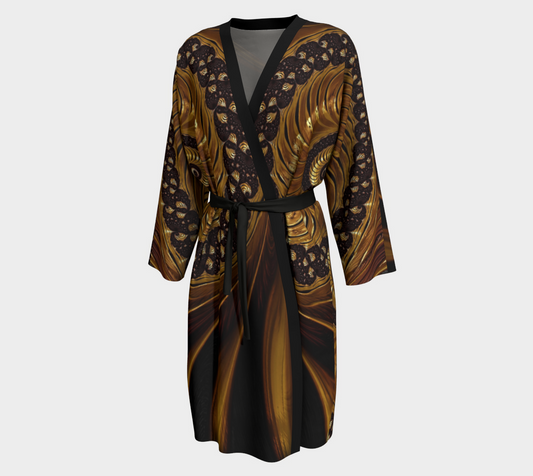 Fractal Finesse Silk Robe with bamboo trim