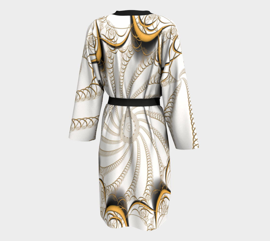 Gold Ease Custom Silk Peignoir Robe with bamboo trim and belt by frACTalACTions