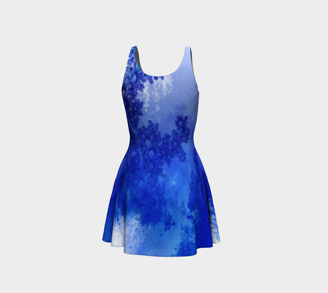 Fractal Blue Meadow Flare Dress