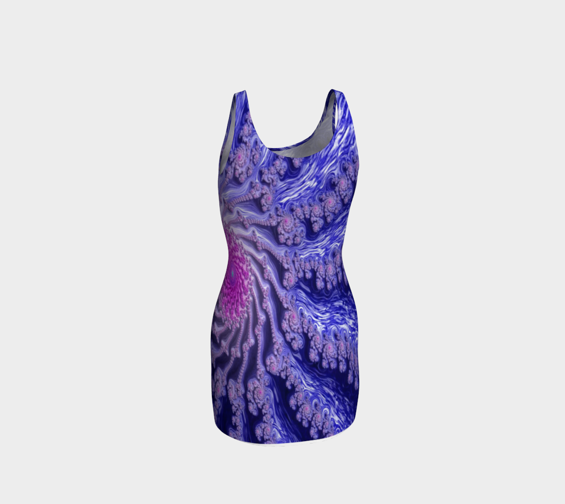 Fractal Blue Summer Bodycon Dress