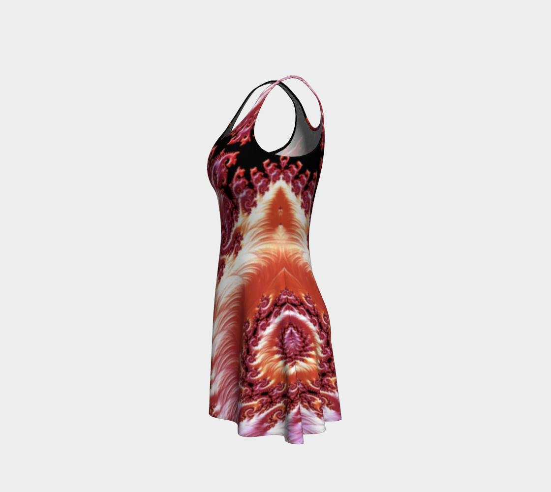 Fractal Pink Satin Flare Dress