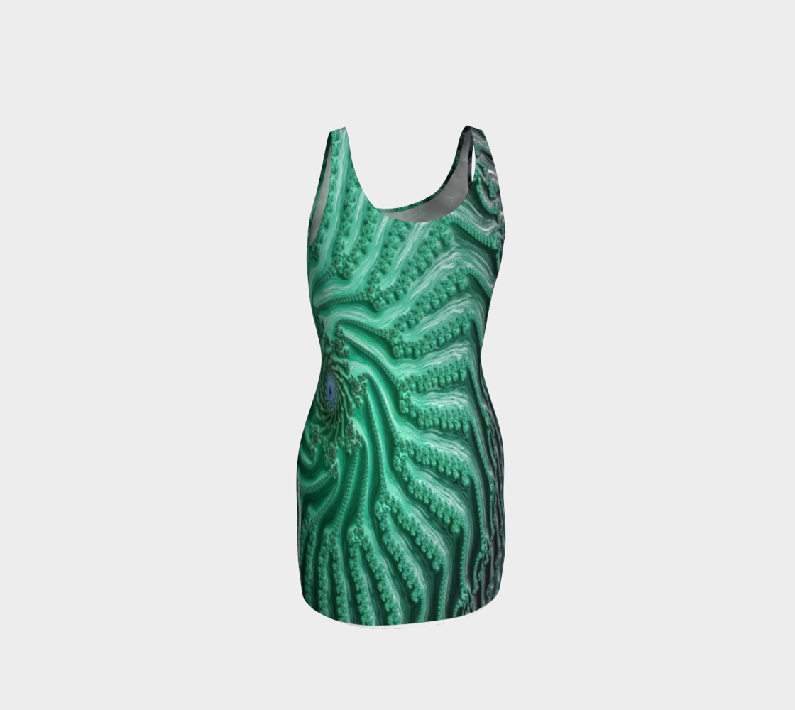 Fractal Aqua Spiral Bodycon Dress