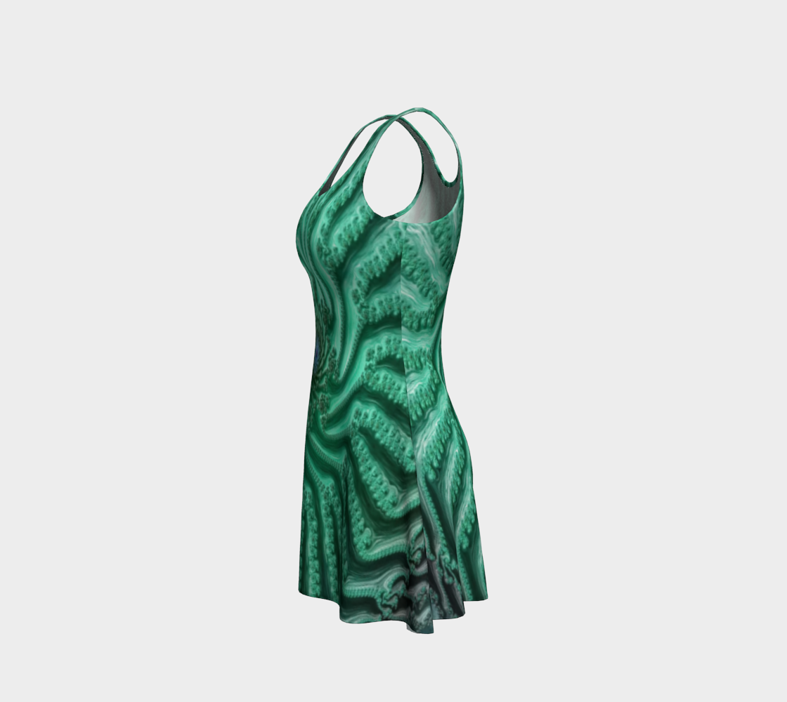 Fractal Aqua Spiral Flare Dress