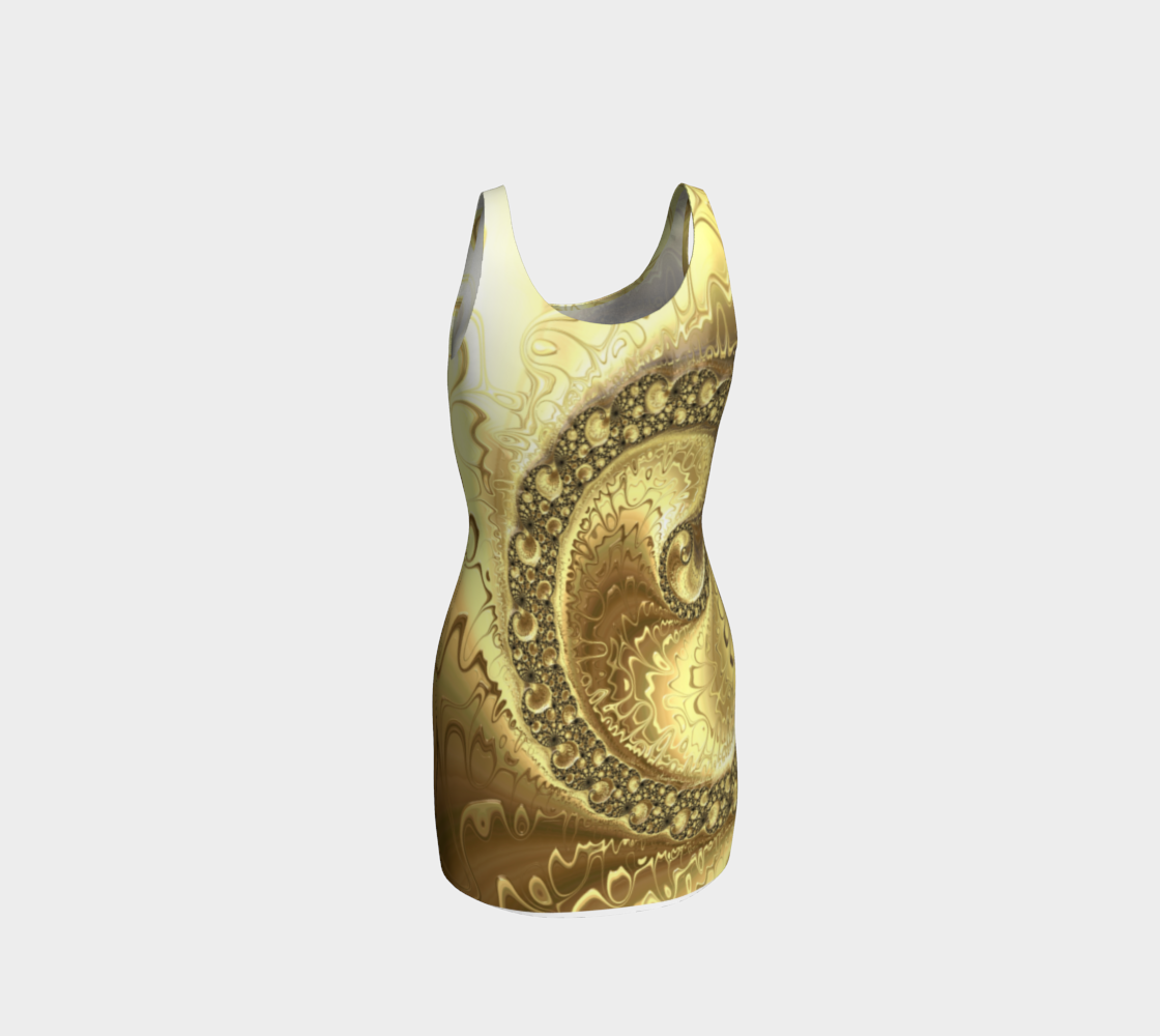 Fractal Gold Spring Bodycon Dress