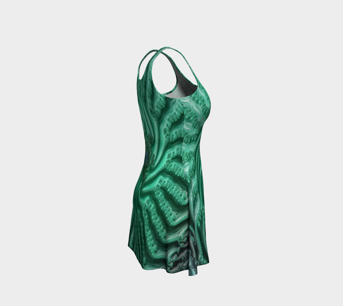 Fractal Aqua Spiral Flare Dress