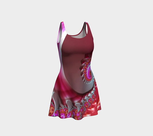 Fractal Pink Paradise Flare Dress
