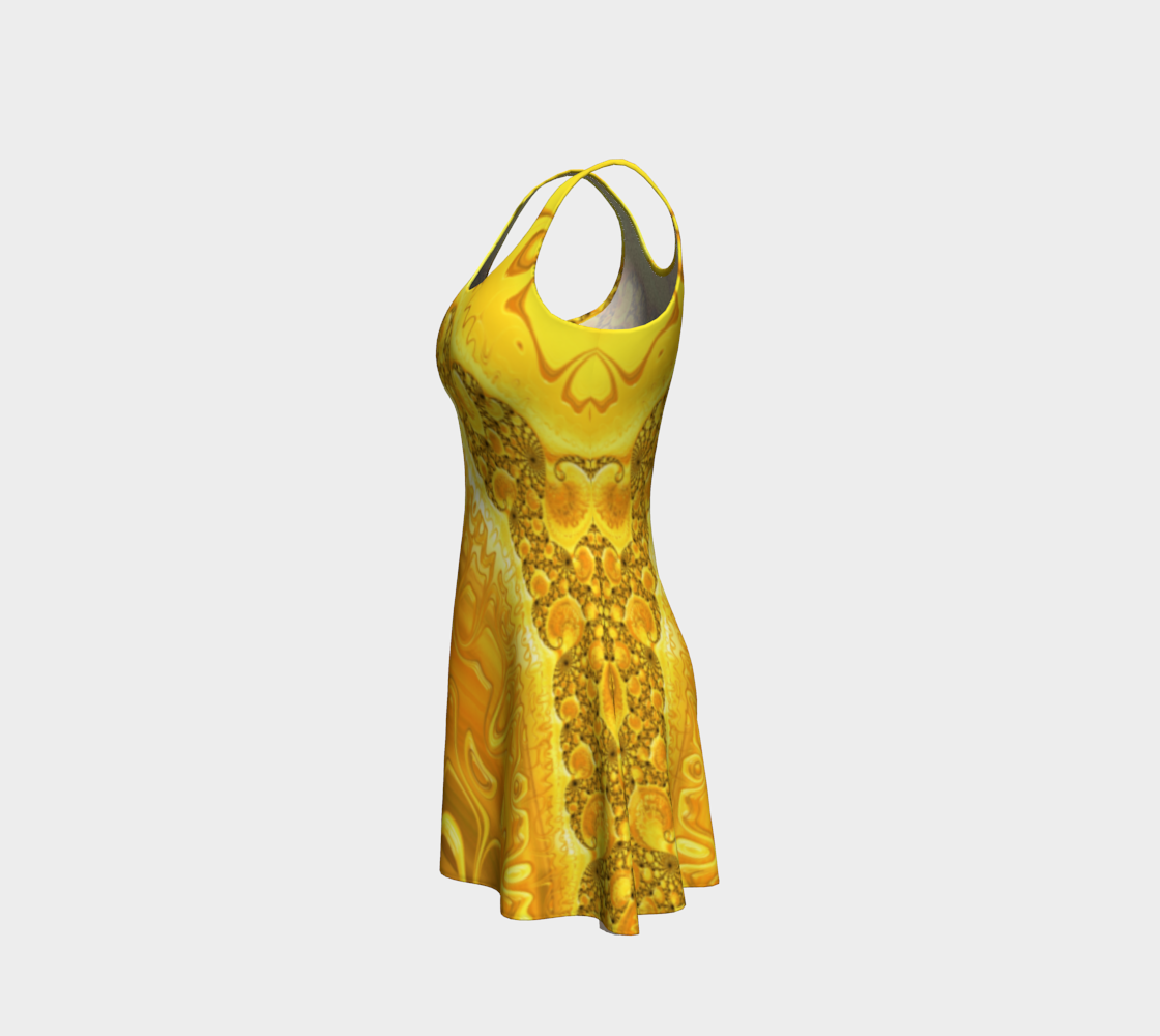 Fractal Yellow Sunshine Flare Dress
