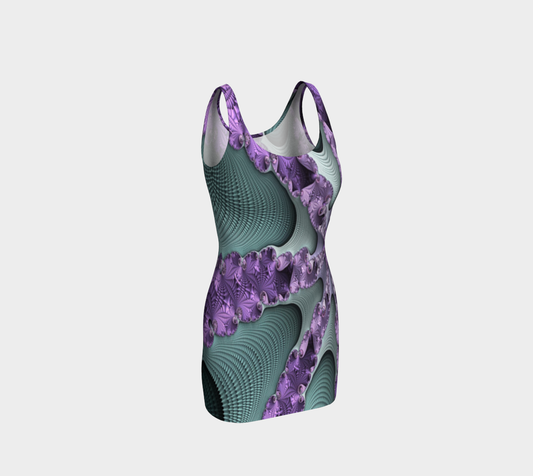 Fractal Lav Aqua Spiral Bodycon Dress