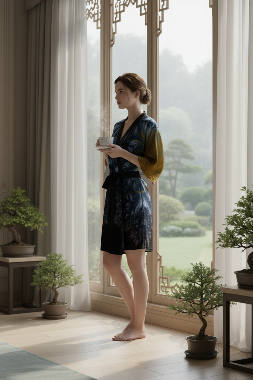 Eve Blue Silk Kimono