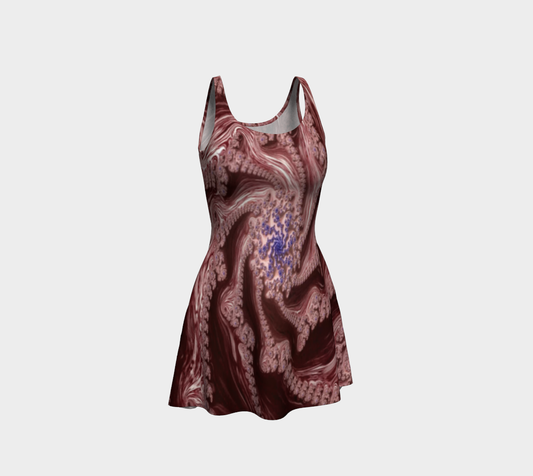 Fractal Red Fusion Flare Dress