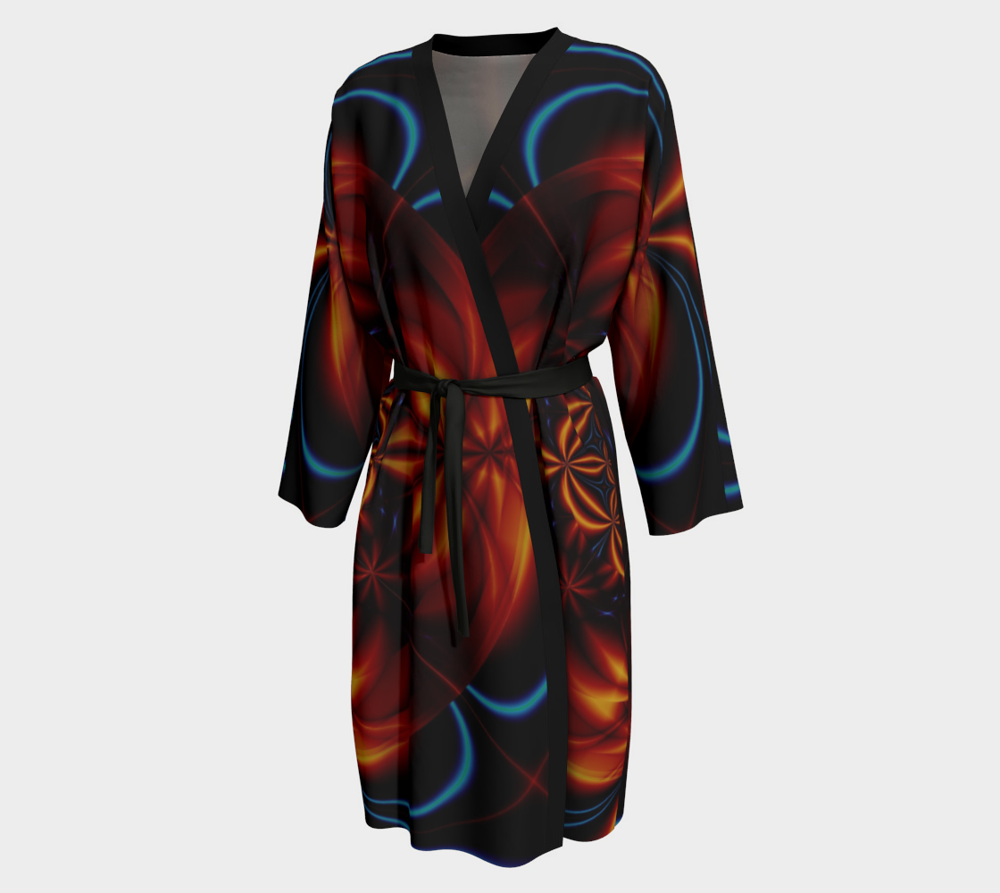Orange Halo Silk Robe with bamboo trim