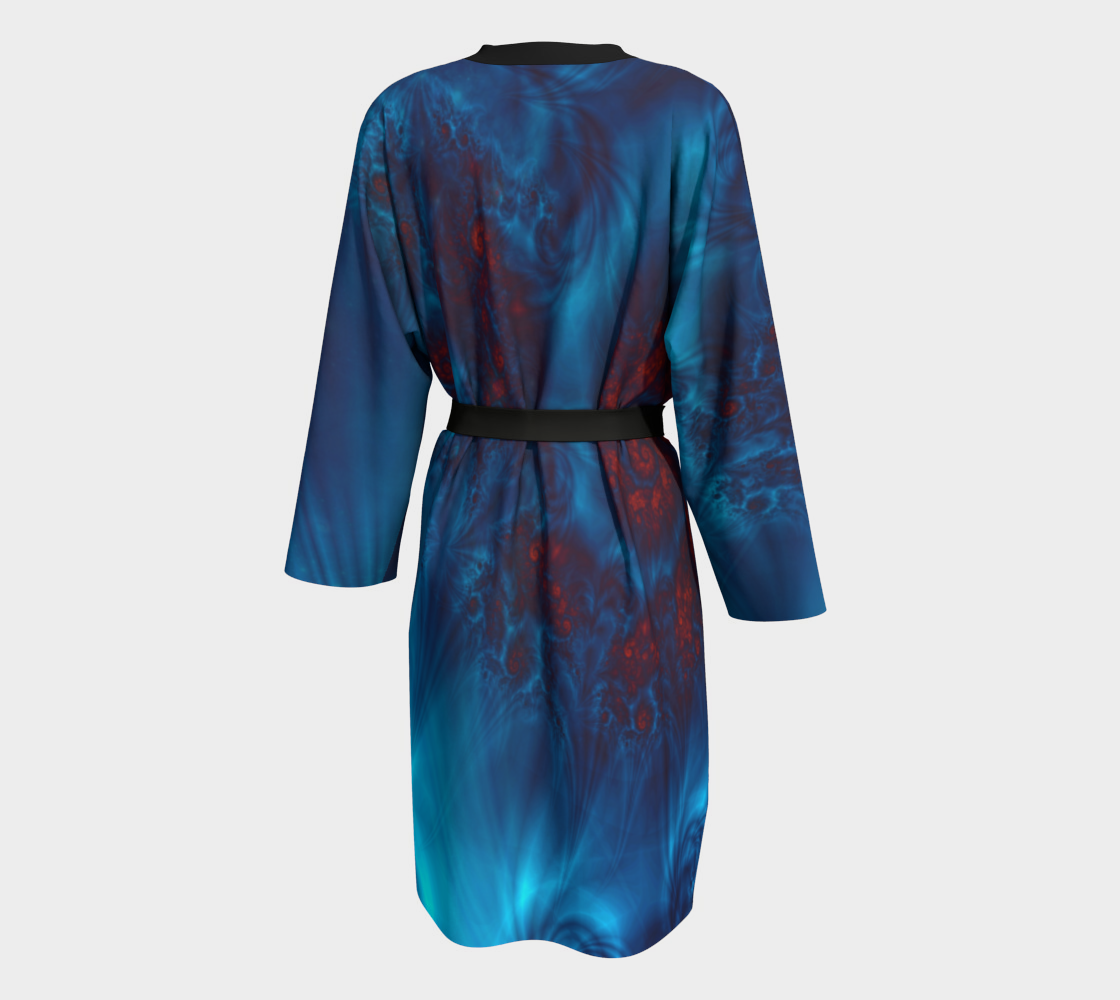 Blue Wine Silk Robe with bamboo trim