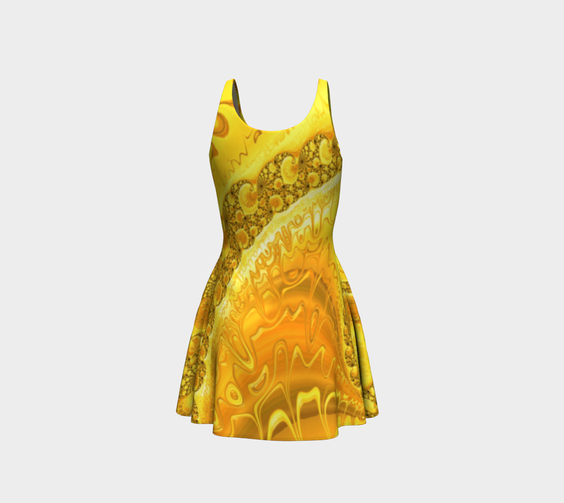 Fractal Yellow Sunshine Flare Dress