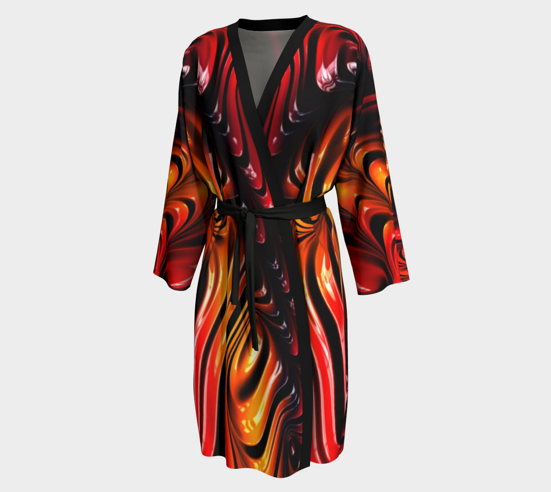 Red Siren Night Silk Robe with bamboo trim