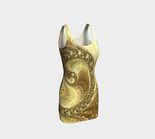 Fractal Gold Spring Bodycon Dress
