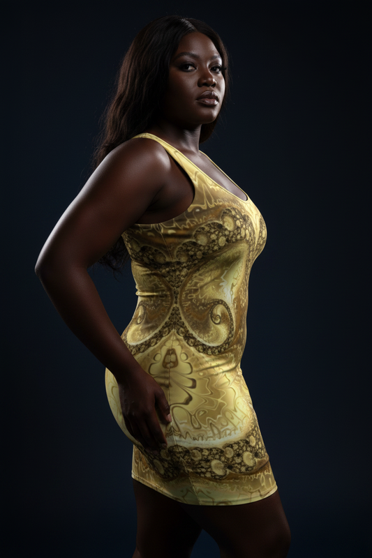 Fractal Gold Spring Bodycon - dark skin model