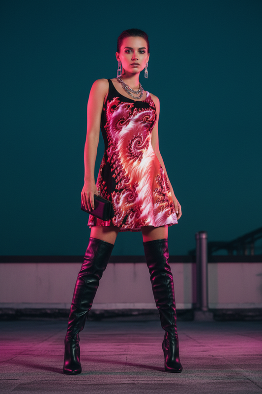 Fractal Pink Satin Flare - edgy accessories