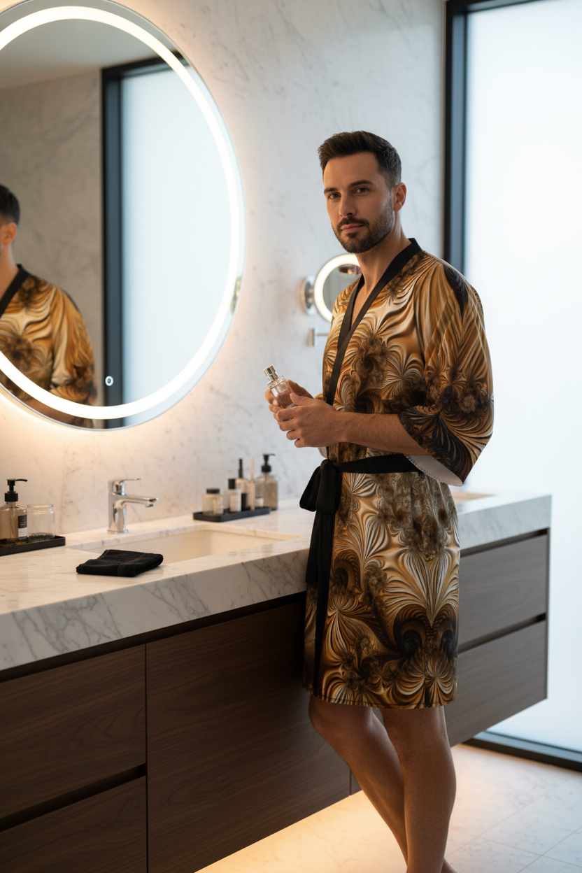Gold Rush Silk Twill Kimono Robe