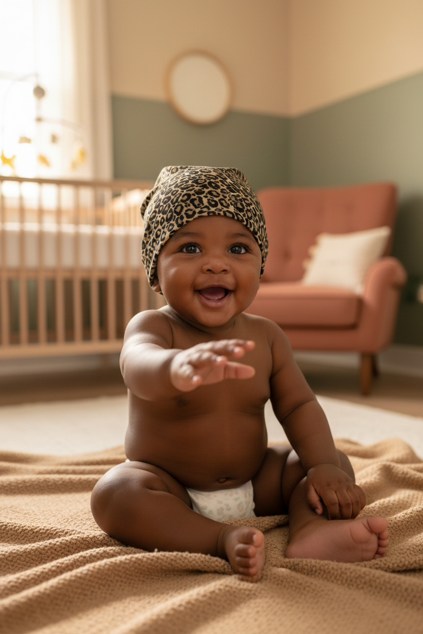 Hot Leopard Spots Baby Beanie - Warm Background