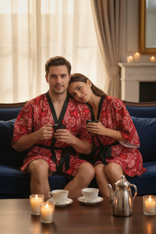 In Sync Red Kimono Couple