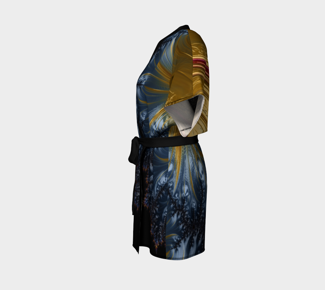 EVE BLUE SILK TWILL KIMONO ROBE