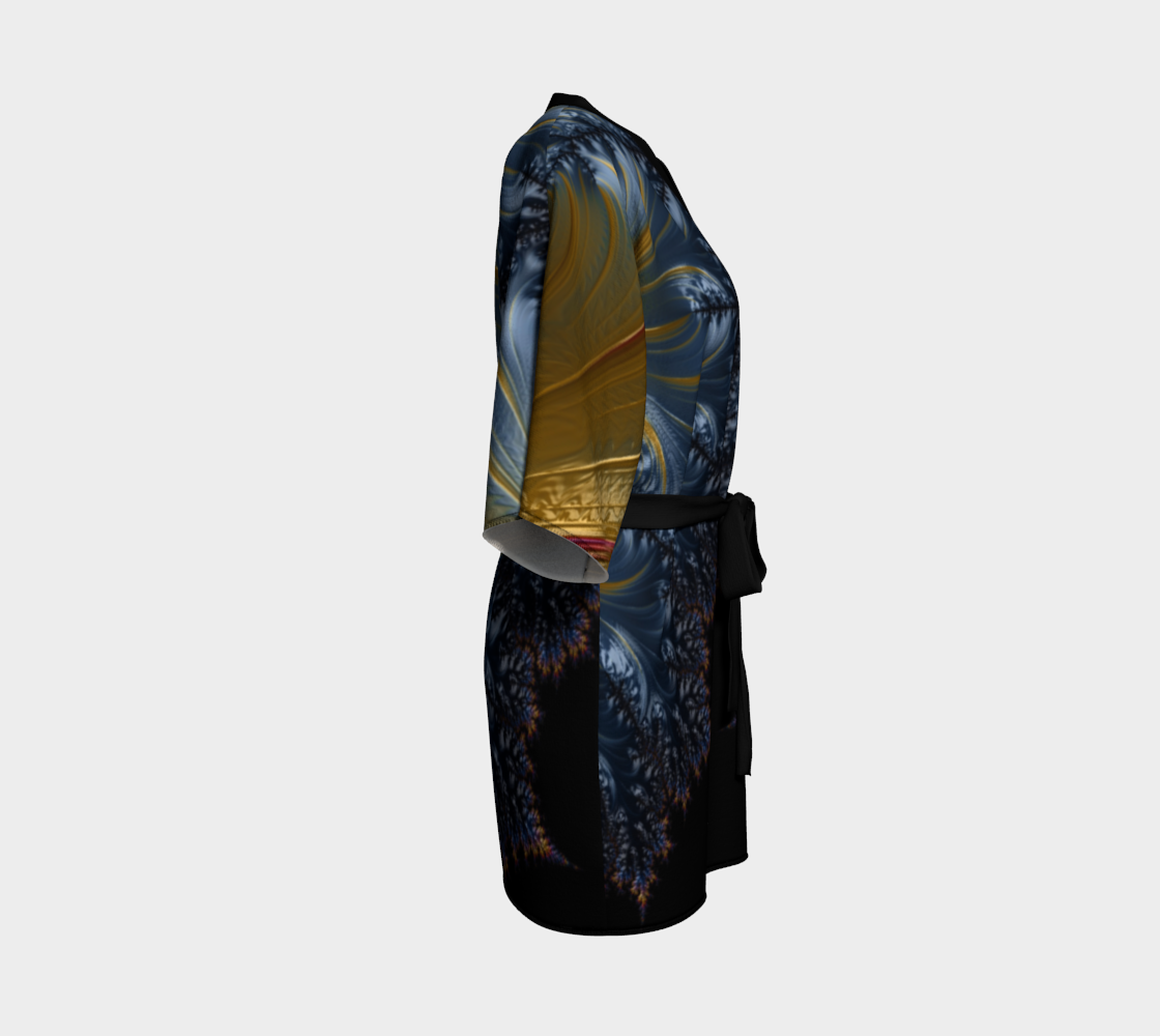 EVE BLUE SILK TWILL KIMONO ROBE