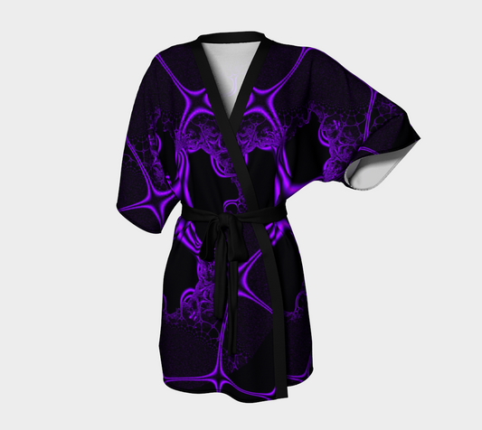 CHAINLINK PURPLE SILK TWILL KIMONO ROBE BY FrACTal ACTions