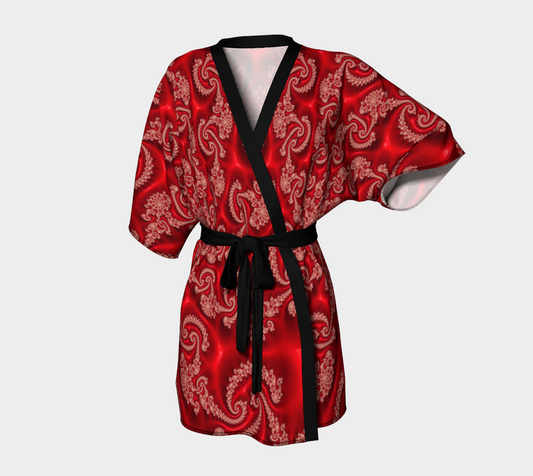 IN SYNC RED SILK KIMONO ROBE