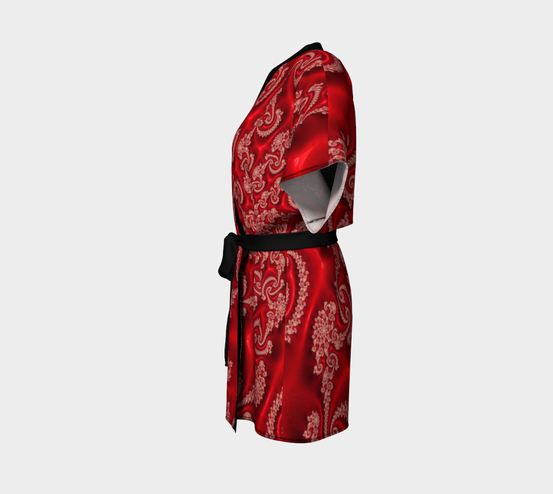 IN SYNC RED SILK KIMONO ROBE