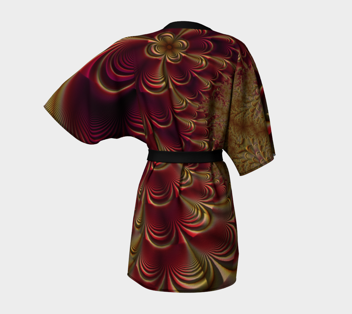 GOLDEN RED SILK TWILL KIMONO ROBE