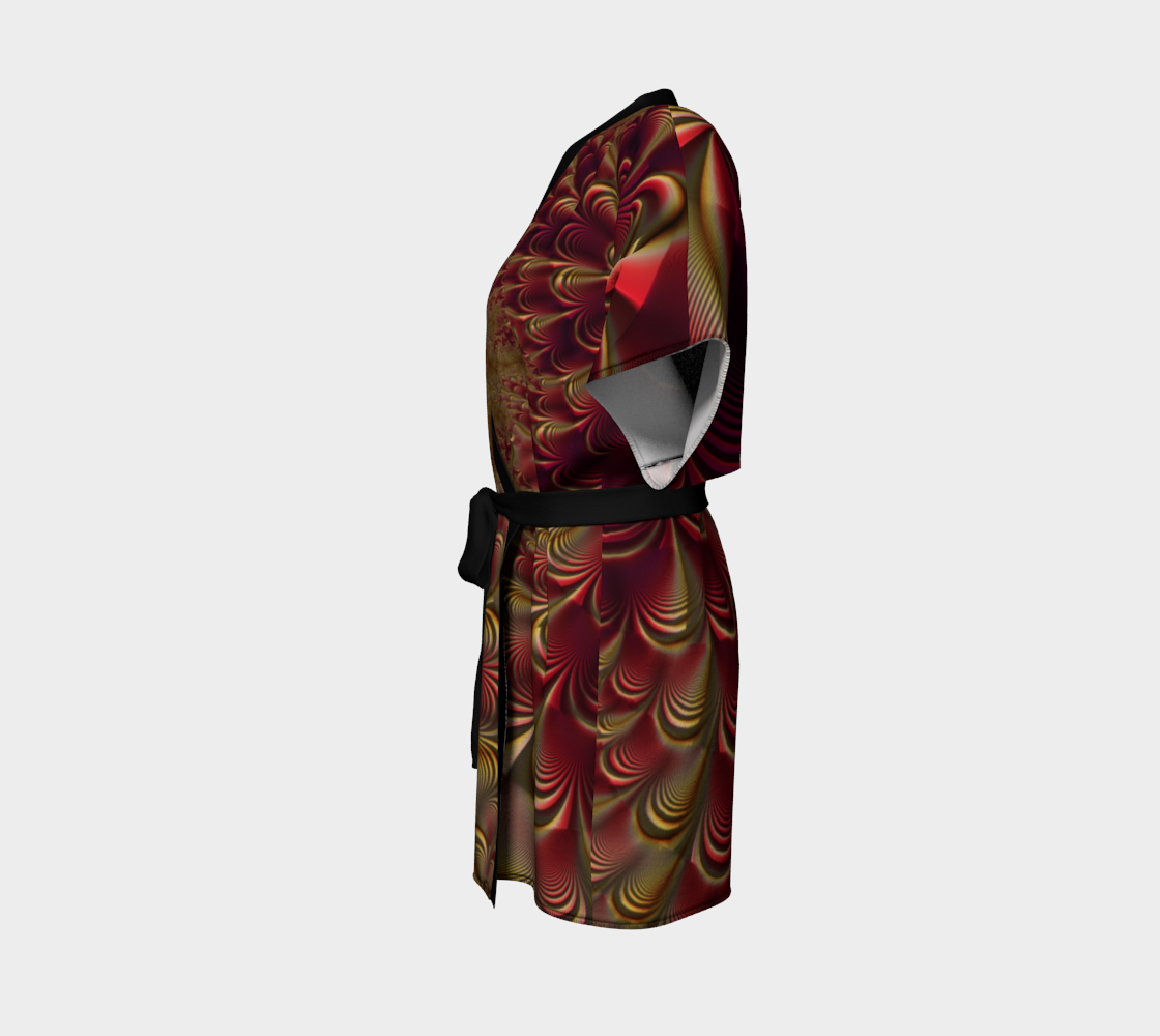 GOLDEN RED SILK TWILL KIMONO ROBE