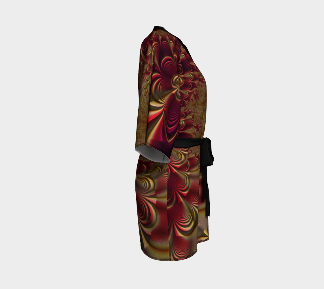 GOLDEN RED SILK TWILL KIMONO ROBE