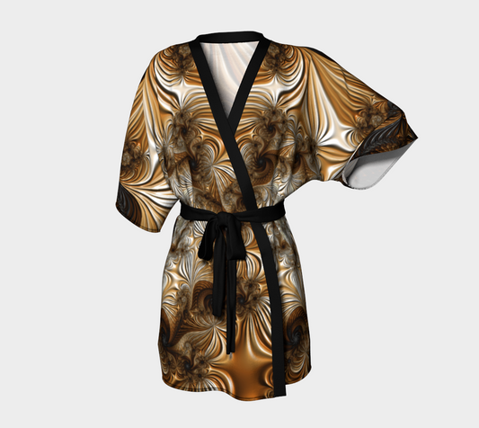 GOLD RUSH SILK TWILL KIMONO ROBE