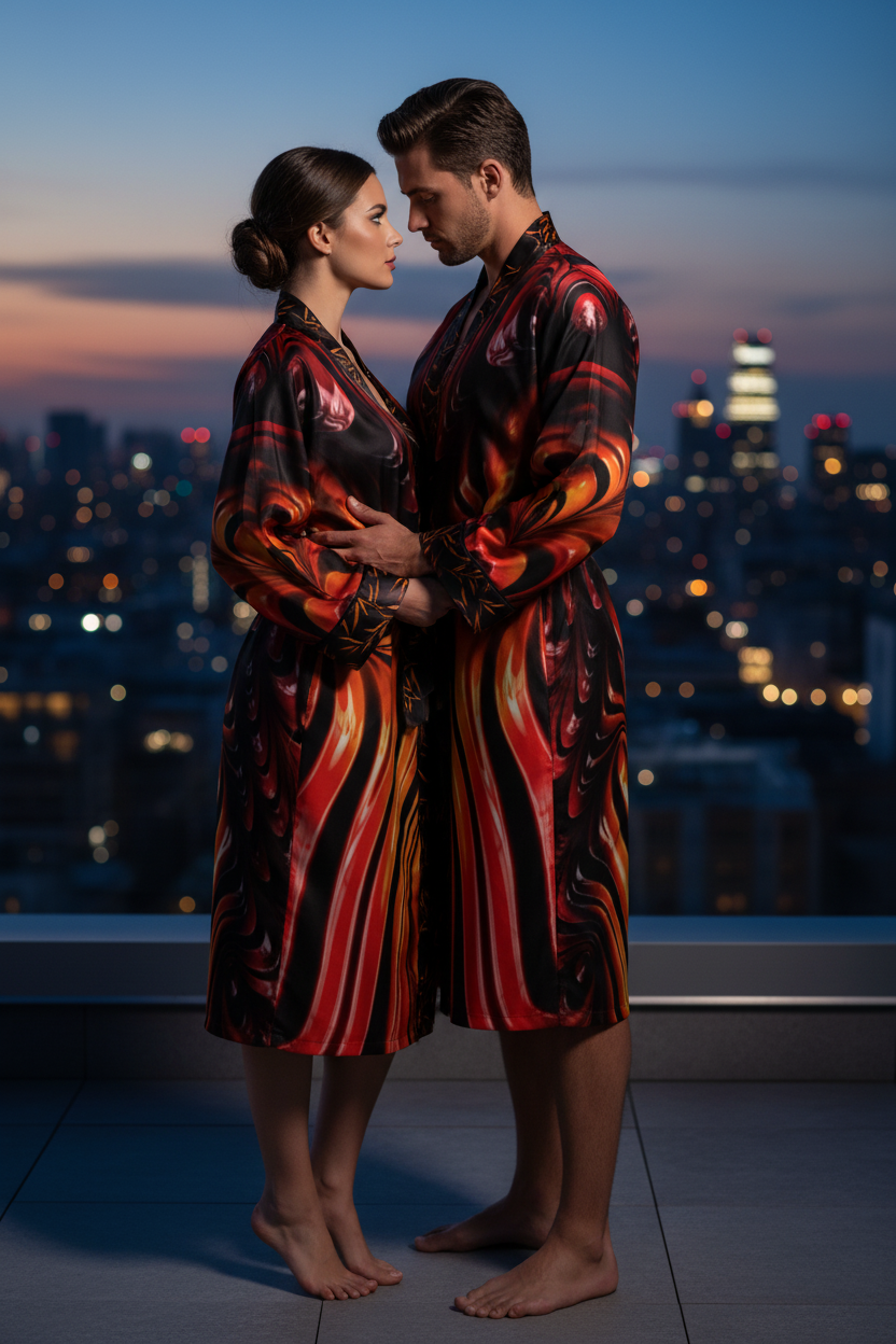 Red Siren Night Robe Couple