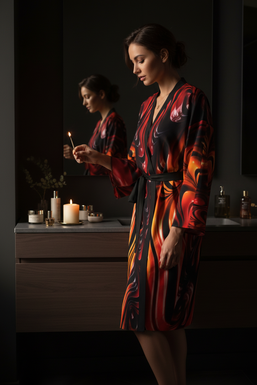 Red Siren Night Silk Robe